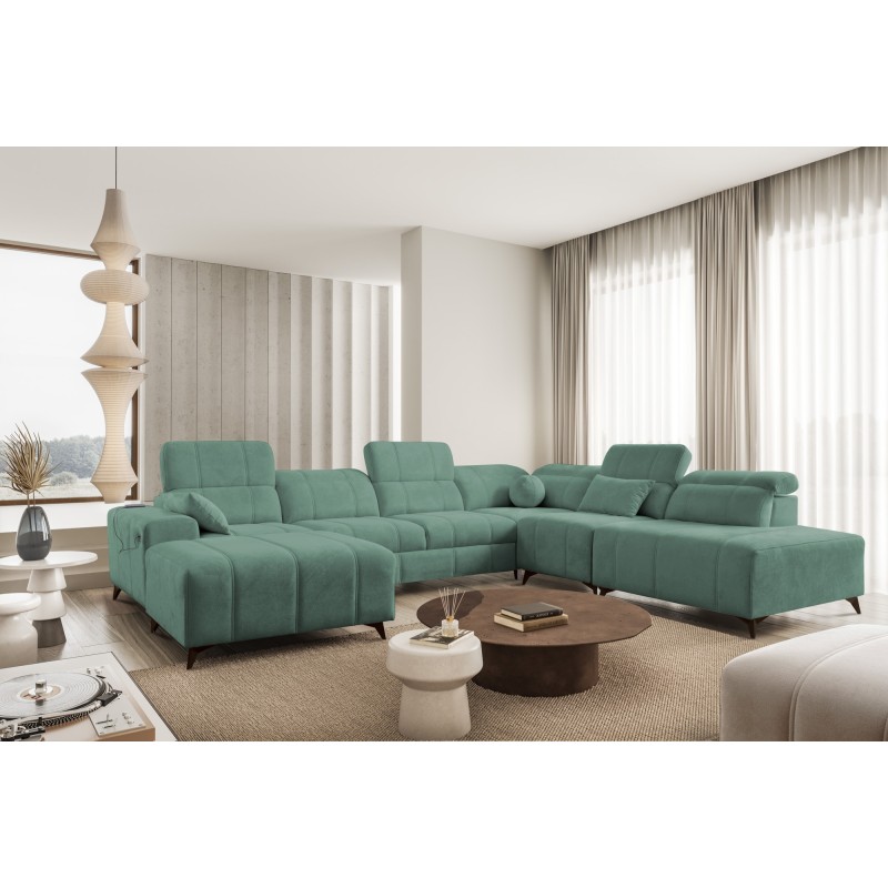Sofá esquinero en forma de U Ballagio X con función de cama, tela Spring 1116 Sofá esquinero en forma de U Ballagio X con función de cama, tela Spring 1116