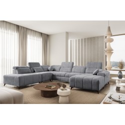 Sofá esquinero en forma de U Ballagio X con función de cama, tela Spring 1101