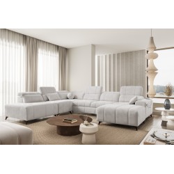 Sofá esquinero en forma de U Ballagio X con función de cama, tela Spring 1104