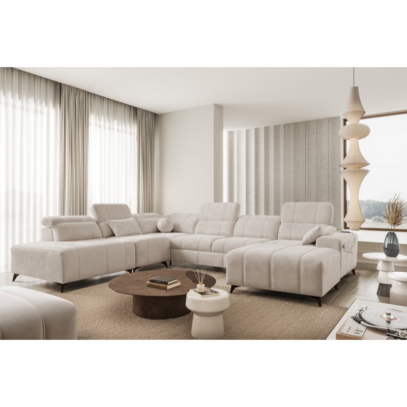 U-shaped Ballagio X sectional with sleeping function, fabric Spring 1108 U-shaped Ballagio X sectional with sleeping function, fabric Spring 1108