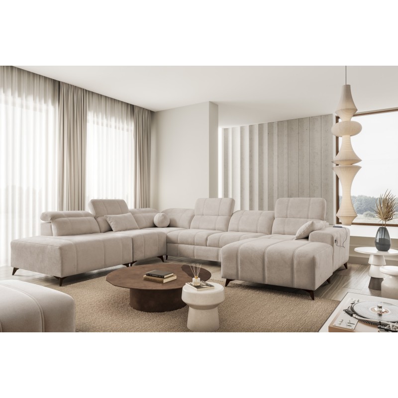 Sofá en forma de U Ballagio X con función de cama, tela Spring 1110 Sofá en forma de U Ballagio X con función de cama, tela Spring 1110
