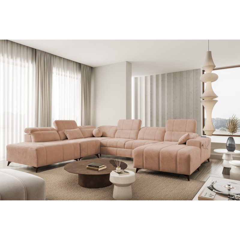 Esquina en forma de U Ballagio X con función de dormir, tela Spring 1112 Esquina en forma de U Ballagio X con función de dormir, tela Spring 1112