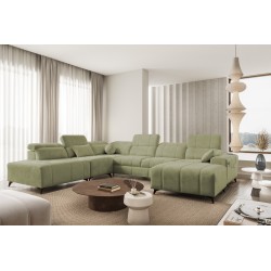 Sofá en forma de U ballagio X con función de cama, tela Spring 1115.