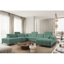 Sofá esquinero en forma de U Ballagio X con función de cama, tela Spring 1116