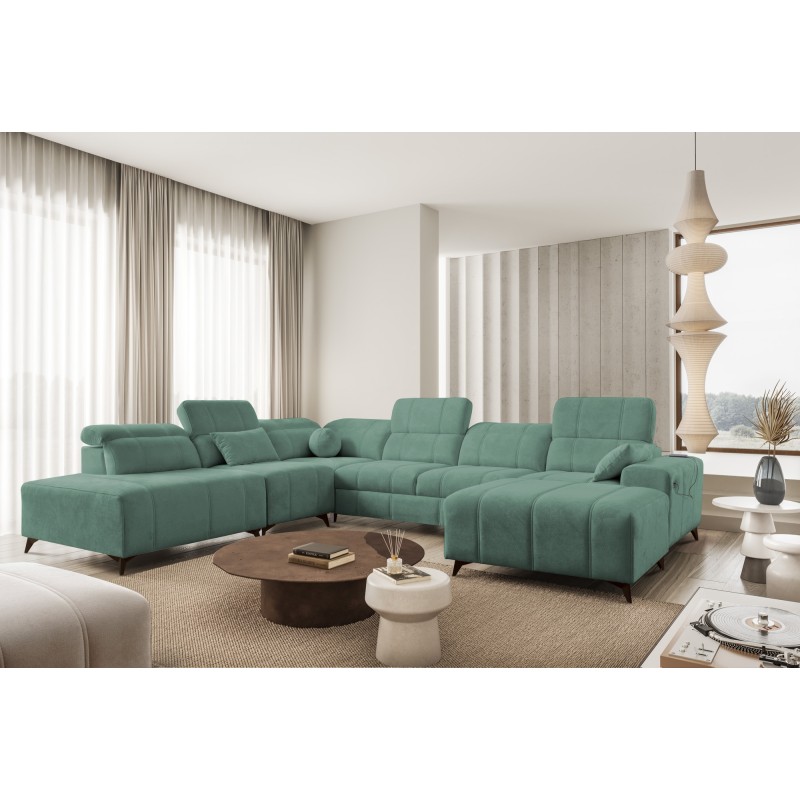 Sofá esquinero en forma de U Ballagio X con función de cama, tela Spring 1116 Sofá esquinero en forma de U Ballagio X con función de cama, tela Spring 1116