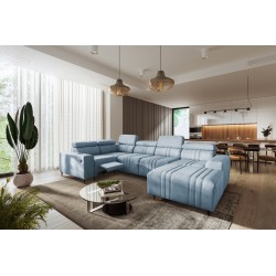 Narożnik w kształcie U Verona IV Mix z funkcją spania oraz funkcją relax manualna tkanian Vena 6