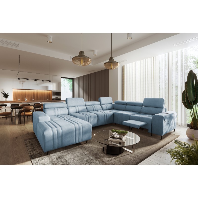 Narożnik w kształcie U Verona VIII Mix z funkcją spania oraz funkcją relax manualna tkanina Vena 6 Narożnik w kształcie U Verona VIII Mix z funkcją spania oraz funkcją relax manualna tkanina Vena 6