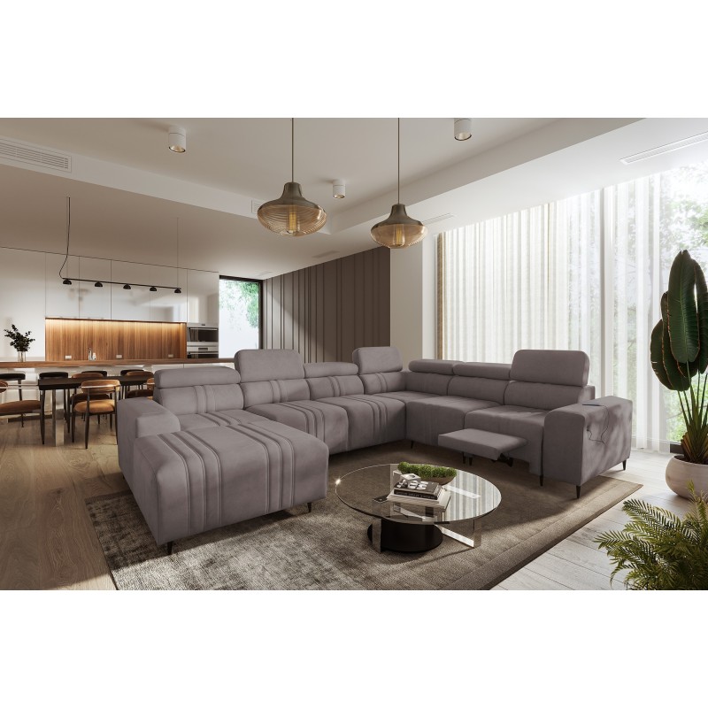 Narożnik w kształcie U Verona VIII Mix z funkcją spania oraz funkcją relax manualna tkanina Vena 8 Narożnik w kształcie U Verona VIII Mix z funkcją spania oraz funkcją relax manualna tkanina Vena 8