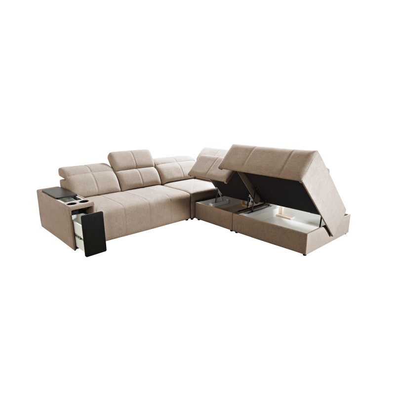 Milano IX corner sofa with sleeping function in Plecionka fabric, Verita 39 - a combination of style and functionality Milano IX corner sofa with sleeping function in Plecionka fabric, Verita 39 - a combination of style and functionality