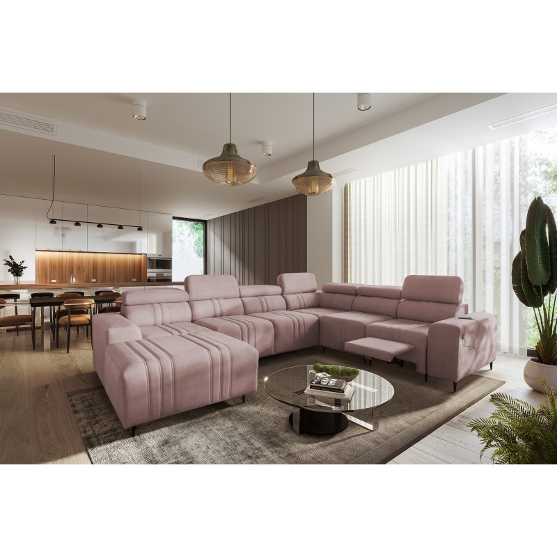 Narożnik w kształcie U Verona VIII Mix z funkcją spania oraz funkcją relax manualna tkanina Vena 10 Narożnik w kształcie U Verona VIII Mix z funkcją spania oraz funkcją relax manualna tkanina Vena 10