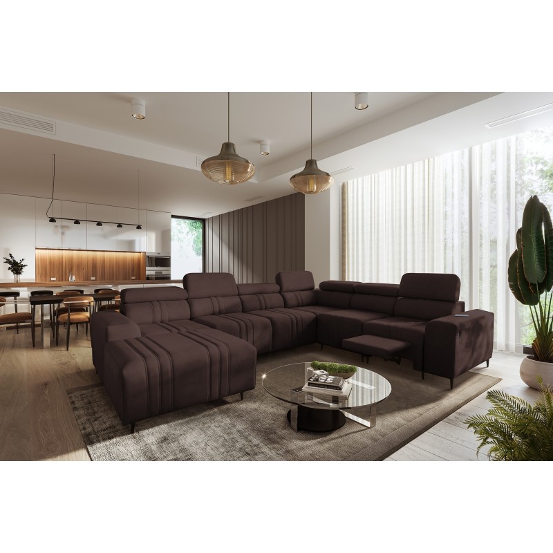Narożnik w kształcie U Verona VIII Mix z funkcją spania oraz funkcją relax manualna tkanina Vena 13 Narożnik w kształcie U Verona VIII Mix z funkcją spania oraz funkcją relax manualna tkanina Vena 13