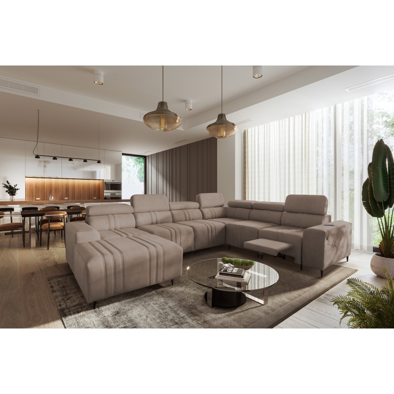 Narożnik w kształcie U Verona VIII Mix z funkcją spania oraz funkcją relax manualna tkanina Vena 14 Narożnik w kształcie U Verona VIII Mix z funkcją spania oraz funkcją relax manualna tkanina Vena 14