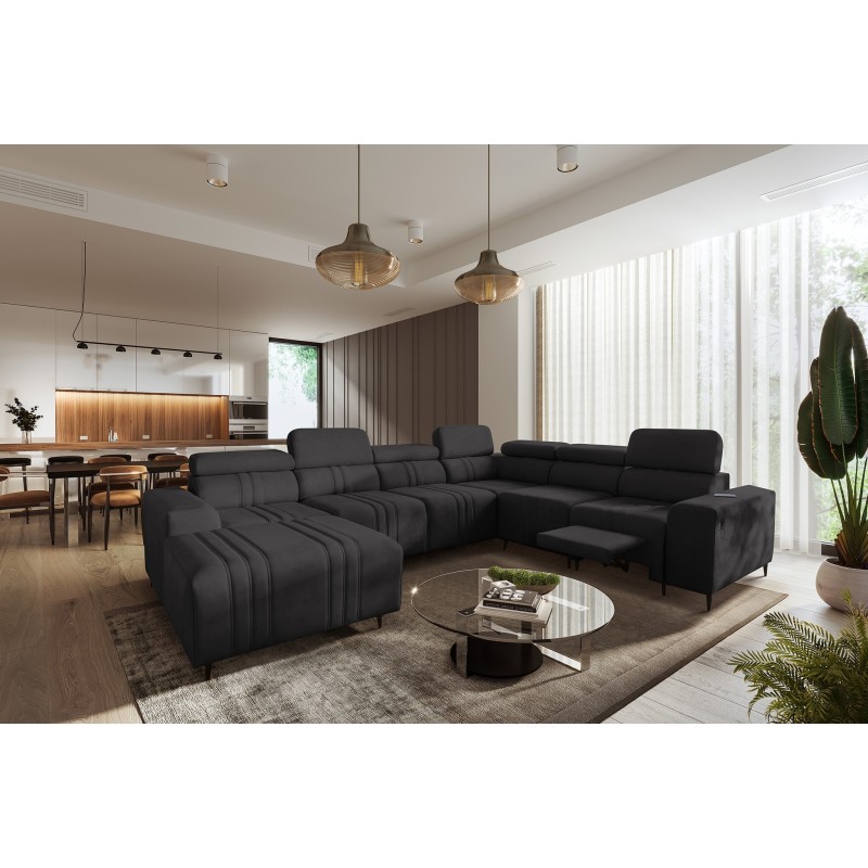 Narożnik w kształcie U Verona VIII Mix z funkcją spania oraz funkcją relax manualna tkanina Vena 20 Narożnik w kształcie U Verona VIII Mix z funkcją spania oraz funkcją relax manualna tkanina Vena 20