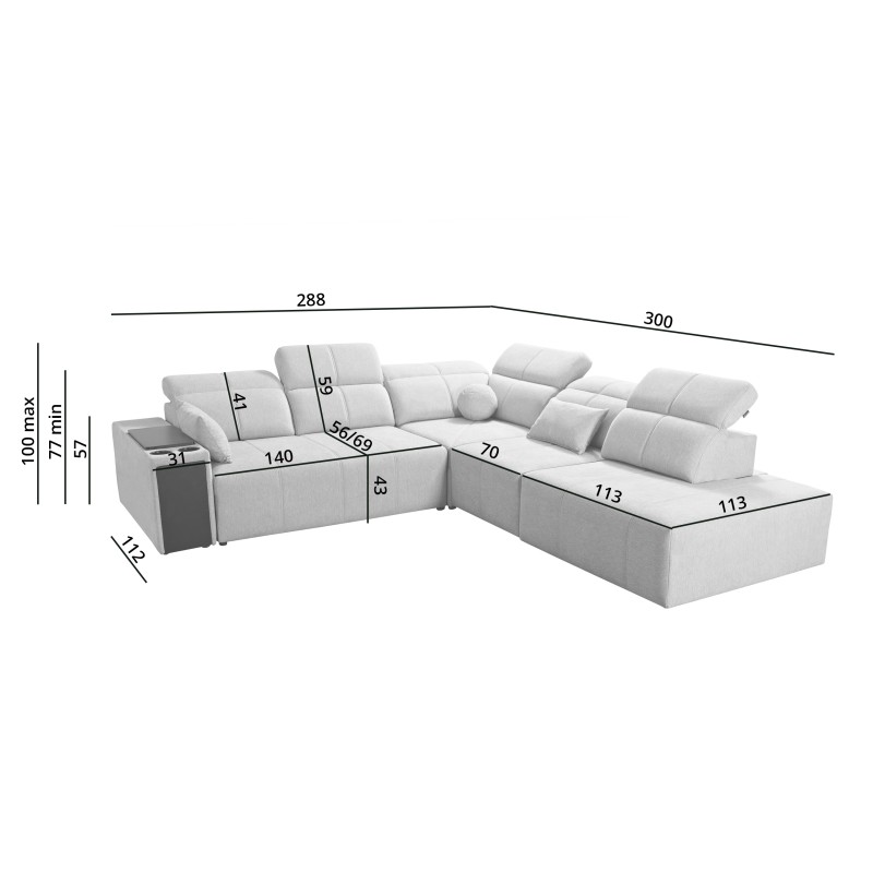 Milano IX corner sofa with sleeping function in Plecionka fabric, Verita 39 - a combination of style and functionality Milano IX corner sofa with sleeping function in Plecionka fabric, Verita 39 - a combination of style and functionality