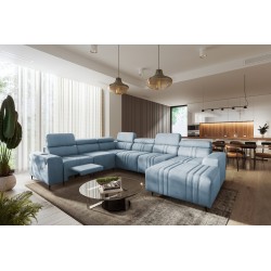 Narożnik w kształcie U Verona VIII Mix z funkcją spania oraz funkcją relax manualna tkanina Vena 6