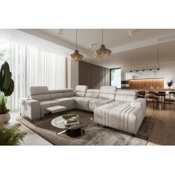 Narożnik w kształcie U Verona VIII Mix z funkcją spania oraz funkcją relax manualna tkanina Vena 9