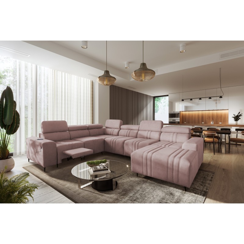 Narożnik w kształcie U Verona VIII Mix z funkcją spania oraz funkcją relax manualna tkanina Vena 10 Narożnik w kształcie U Verona VIII Mix z funkcją spania oraz funkcją relax manualna tkanina Vena 10