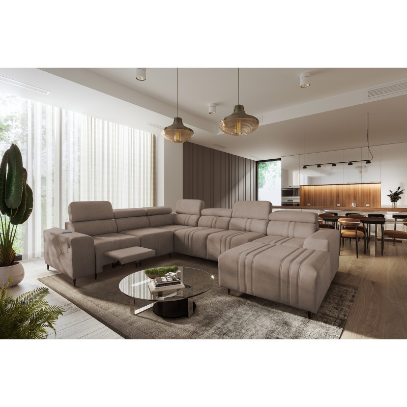 Narożnik w kształcie U Verona VIII Mix z funkcją spania oraz funkcją relax manualna tkanina Vena 14 Narożnik w kształcie U Verona VIII Mix z funkcją spania oraz funkcją relax manualna tkanina Vena 14