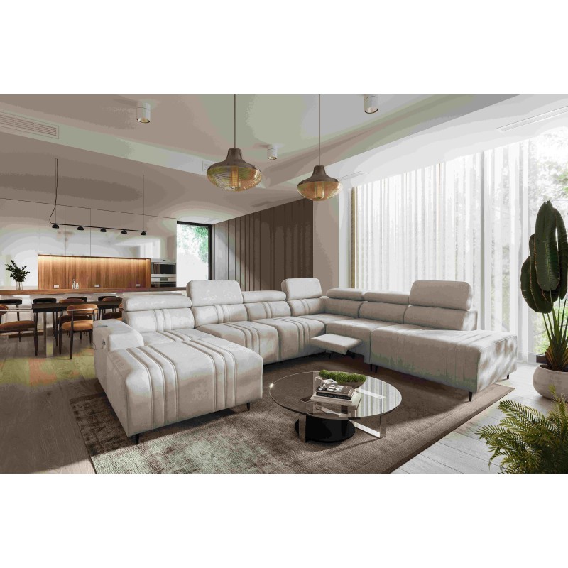 Narożnik w kształcie U Verona X Mix z funkcją spania oraz funkcją relax manualna tkanina Vena 9 Narożnik w kształcie U Verona X Mix z funkcją spania oraz funkcją relax manualna tkanina Vena 9