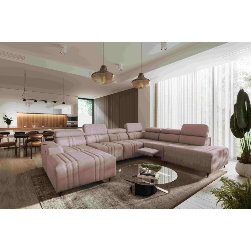Narożnik w kształcie U Verona X Mix z funkcją spania oraz funkcją relax manualna tkanina Vena 10 Narożnik w kształcie U Verona X Mix z funkcją spania oraz funkcją relax manualna tkanina Vena 10