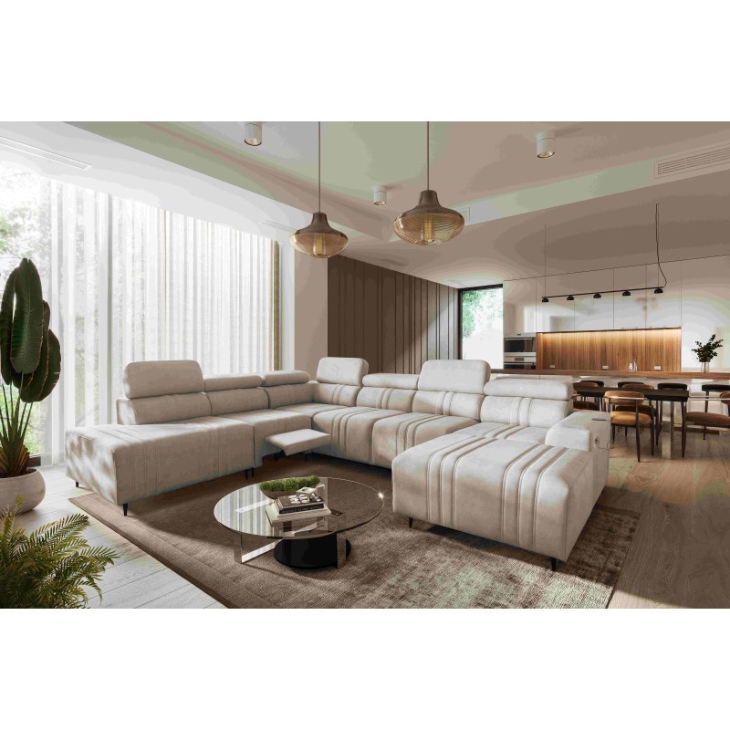 Narożnik w kształcie U Verona X Mix z funkcją spania oraz funkcją relax manualna tkanina Vena 9 Narożnik w kształcie U Verona X Mix z funkcją spania oraz funkcją relax manualna tkanina Vena 9