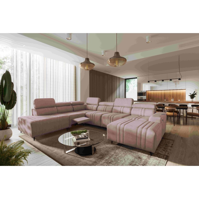 Narożnik w kształcie U Verona X Mix z funkcją spania oraz funkcją relax manualna tkanina Vena 10 Narożnik w kształcie U Verona X Mix z funkcją spania oraz funkcją relax manualna tkanina Vena 10