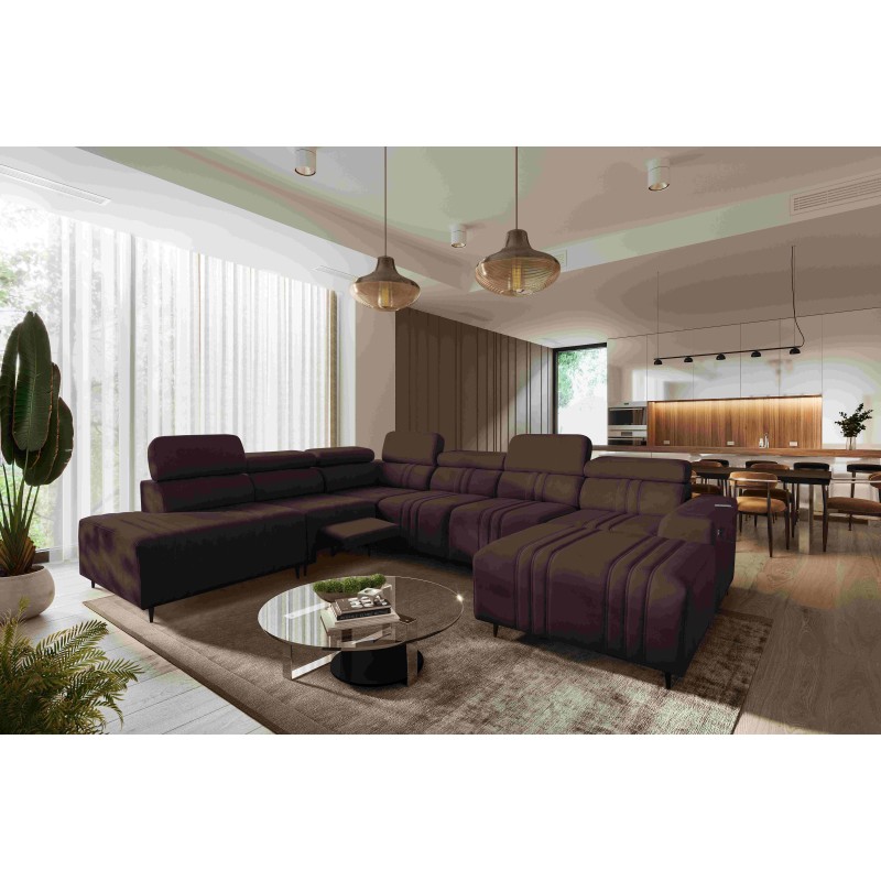 Narożnik w kształcie U Verona X Mix z funkcją spania oraz funkcją relax manualna tkanina Vena 13 Narożnik w kształcie U Verona X Mix z funkcją spania oraz funkcją relax manualna tkanina Vena 13