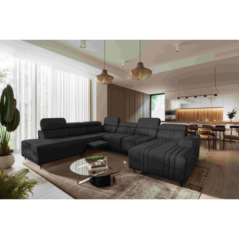 Narożnik w kształcie U Verona X Mix z funkcją spania oraz funkcją relax manualna tkanina Vena 20 Narożnik w kształcie U Verona X Mix z funkcją spania oraz funkcją relax manualna tkanina Vena 20