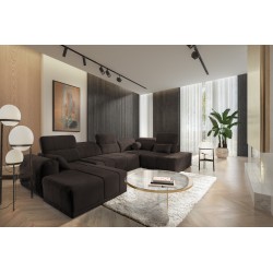 Narożnik w kształcie U Luxor VI z funkcją spania tkanina Wind 28