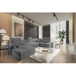 Narożnik w kształcie U Luxor VI z funkcją spania tkanina Wind 90