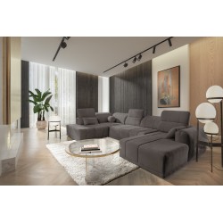 Narożnik w kształcie U Luxor VI z funkcją spania tkanina Wind 21