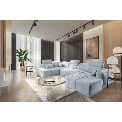 Narożnik w kształcie U Luxor VI z funkcją spania tkanina Wind 73