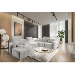 Narożnik w kształcie U Luxor VIII z funkcją spania tkanina Wind 84