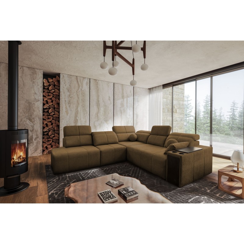 Milano IX corner sofa with a sleeping function in Woven fabric, Verita 28 - a combination of style and functionality