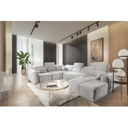 Narożnik w kształcie U Luxor VIII z funkcją spania tkanina Wind 84