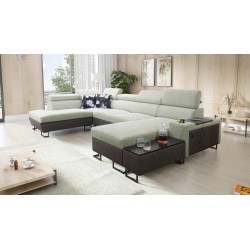U-Shaped Corner Sofa Prestige VI with Sleeping Function, Soft to Touch, Freya 210.11 + Tauro 8207, USB Port - Luxury in Your Liv