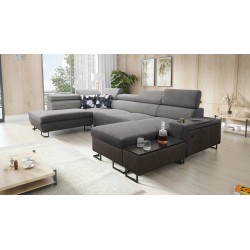 U-shaped Prestige VI corner sofa with a sleeping function, Soft to the touch, Freya 210.23 + Tauro 8207, USB port - Luxury in yo
