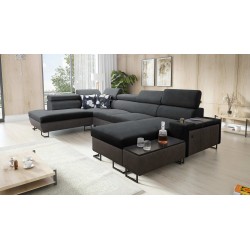 Narożnik w kształcie U Prestige VI z funkcją spania i portem usb tkanina Freya 210.24 + Tauro 8207
