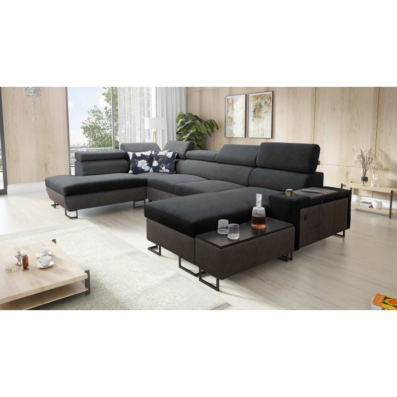 Prestige VI U-shaped sectional sofa with sleeping function, Soft to the touch, Freya 210.24 + Tauro 8207, USB port - Luxury in y Prestige VI U-shaped sectional sofa with sleeping function, Soft to the touch, Freya 210.24 + Tauro 8207, USB port - Luxury in y