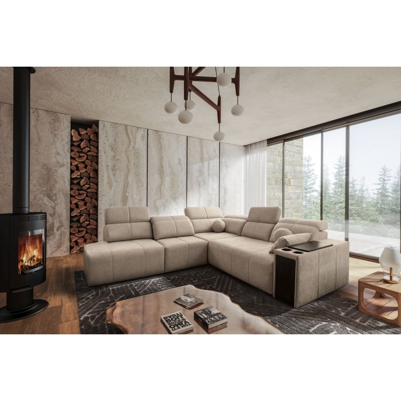 Milano IX corner sofa with a sleeping function in Plecionka fabric, Verita 09 - a combination of style and functionality Milano IX corner sofa with a sleeping function in Plecionka fabric, Verita 09 - a combination of style and functionality
