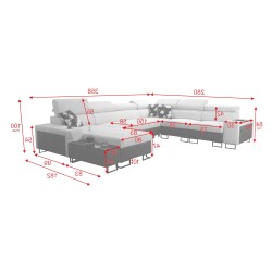 Narożnik w kształcie U Prestige VIII z funkcją spania i portem usb tkanina Freya 210.24 + Tauro 8207 Narożnik w kształcie U Prestige VIII z funkcją spania i portem usb tkanina Freya 210.24 + Tauro 8207