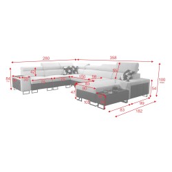 Narożnik w kształcie U Prestige VIII z funkcją spania i portem usb tkanina Freya 210.18 + Tauro 8207 Narożnik w kształcie U Prestige VIII z funkcją spania i portem usb tkanina Freya 210.18 + Tauro 8207