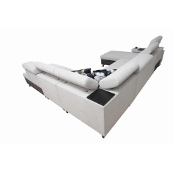 Narożnik w kształcie U Prestige X z funkcją spania i portem usb tkanina Freya 210.18 + Tauro 8207 Narożnik w kształcie U Prestige X z funkcją spania i portem usb tkanina Freya 210.18 + Tauro 8207