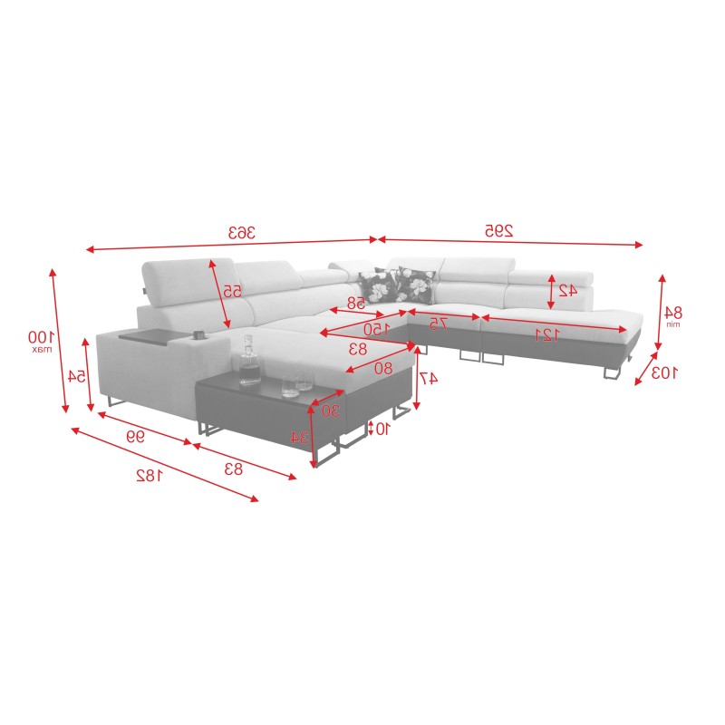 Esquina U Prestige X con función de cama - Suave al tacto, Freya 210.18 + Tauro 8207 | Tus muebles Esquina U Prestige X con función de cama - Suave al tacto, Freya 210.18 + Tauro 8207 | Tus muebles