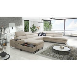 Esquina U Prestige X con función de cama - Suave al tacto, Freya 210.02 + Tauro 8203 | Tus muebles