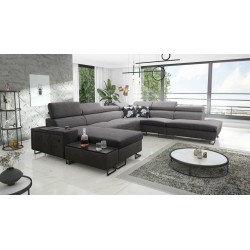 Narożnik w kształcie U Prestige X z funkcją spania i portem usb tkanina Freya 210.23 + Tauro 8207