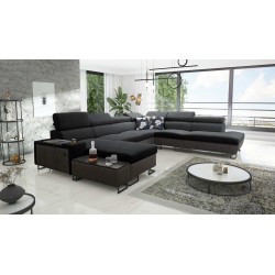 Narożnik w kształcie U Prestige X z funkcją spania i portem usb tkanina Freya 210.24 + Tauro 8207