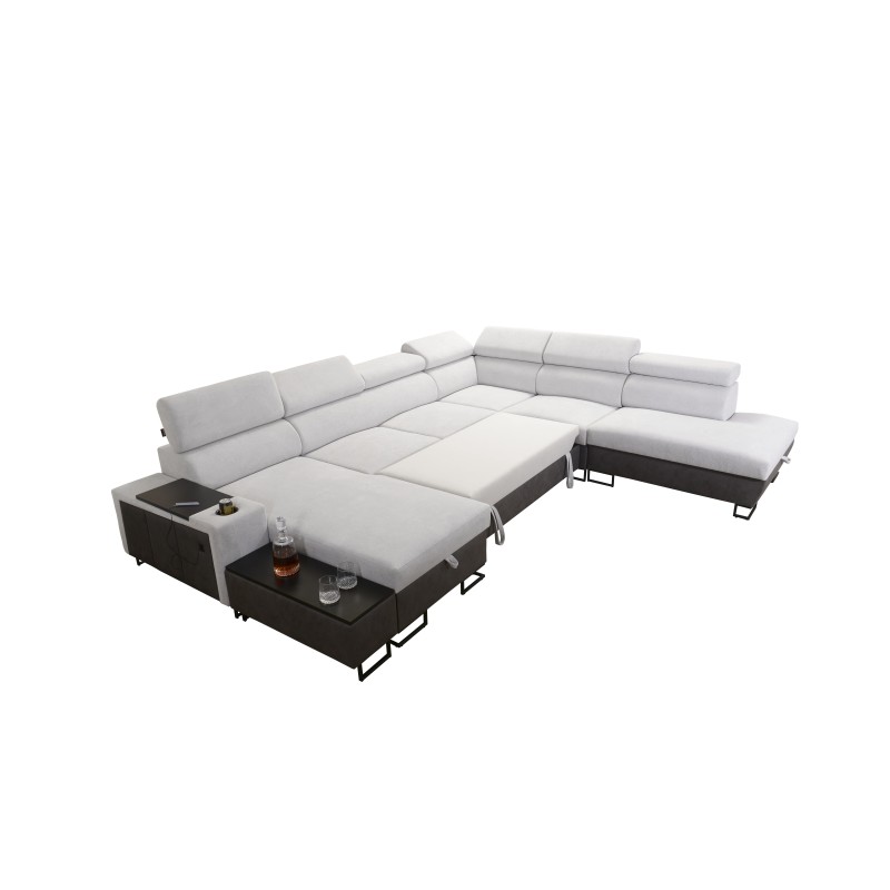 Narożnik w kształcie U Prestige X z funkcją spania i portem usb tkanina Freya 210.24 + Tauro 8207 Narożnik w kształcie U Prestige X z funkcją spania i portem usb tkanina Freya 210.24 + Tauro 8207