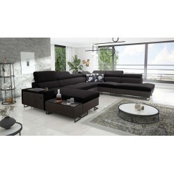 Narożnik w kształcie U Prestige X z funkcją spania i portem usb tkanina Freya 210.25 + Tauro 8207