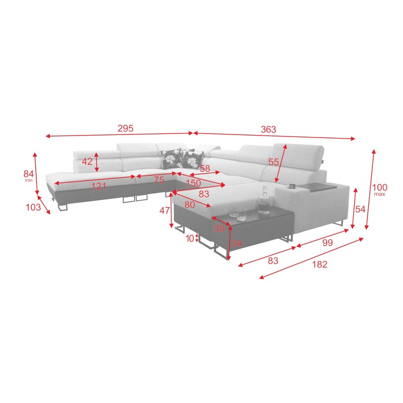 Esquina U Prestige X con función de cama - Suave al tacto, Freya 210.18 + Tauro 8207 | Tus muebles Esquina U Prestige X con función de cama - Suave al tacto, Freya 210.18 + Tauro 8207 | Tus muebles